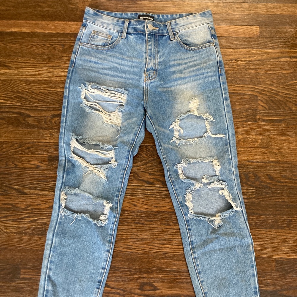momokrom distressed mom jean